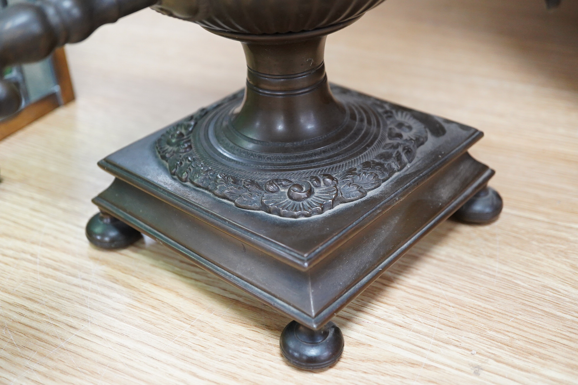 A Regency copper and bronze samovar, 36cm high